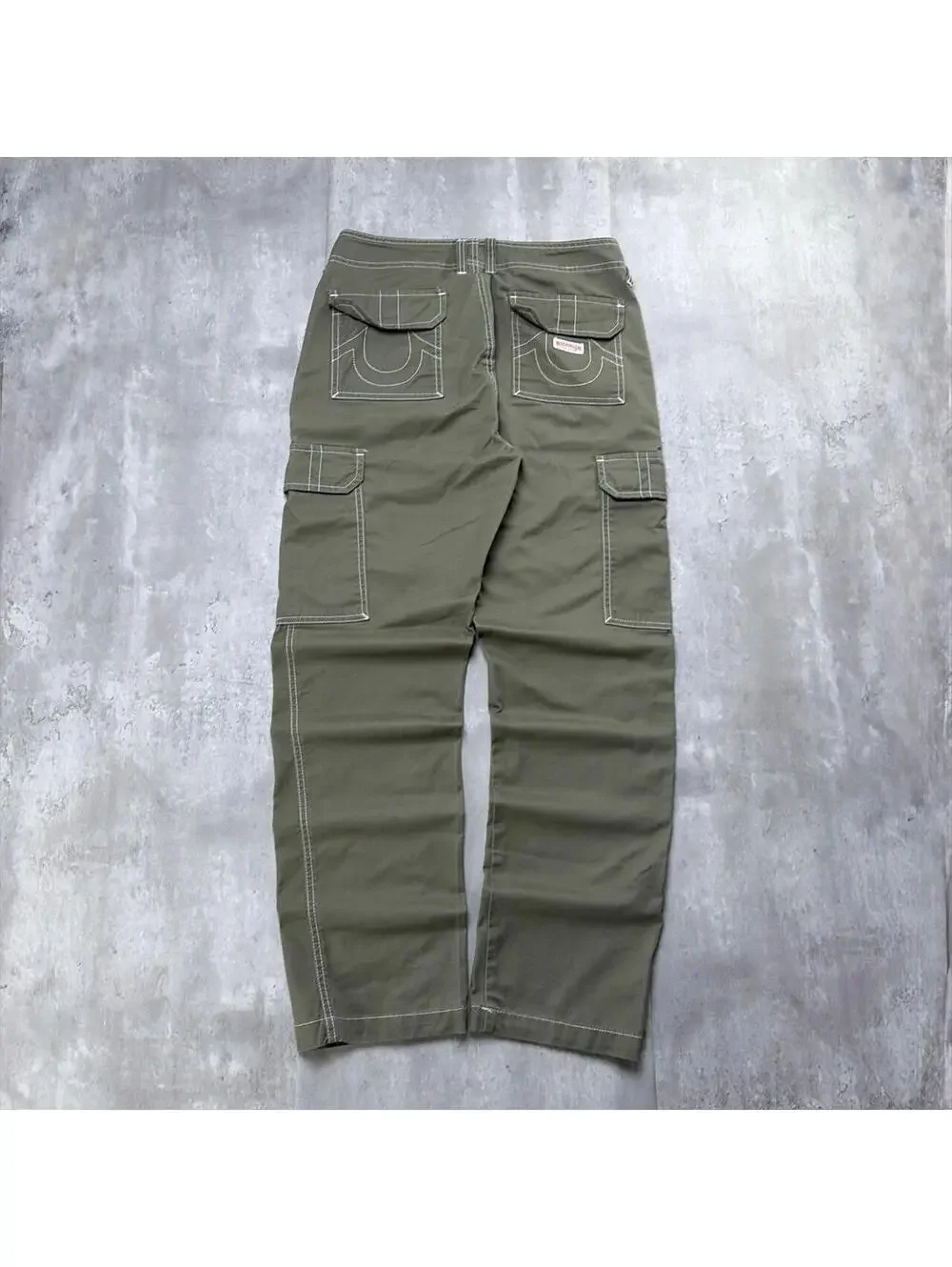 Y2K Olive Green True Religion Grunge Baggy Skater Pants